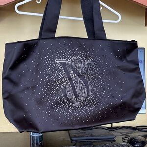 Victoria's Secret Black Sparkle Tote 2024 Bling Shine Tote Bag